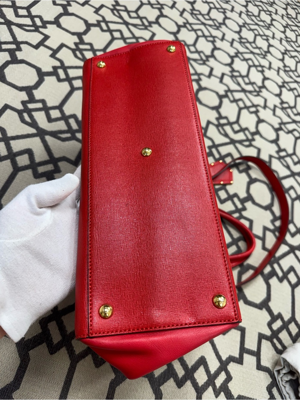 Fendi 2Jours Elite Vitello Leather Tote Bag Rosso Fiamma Red Medium - Picture 12 of 17